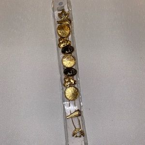 Gold clasp cheer charm bracelet